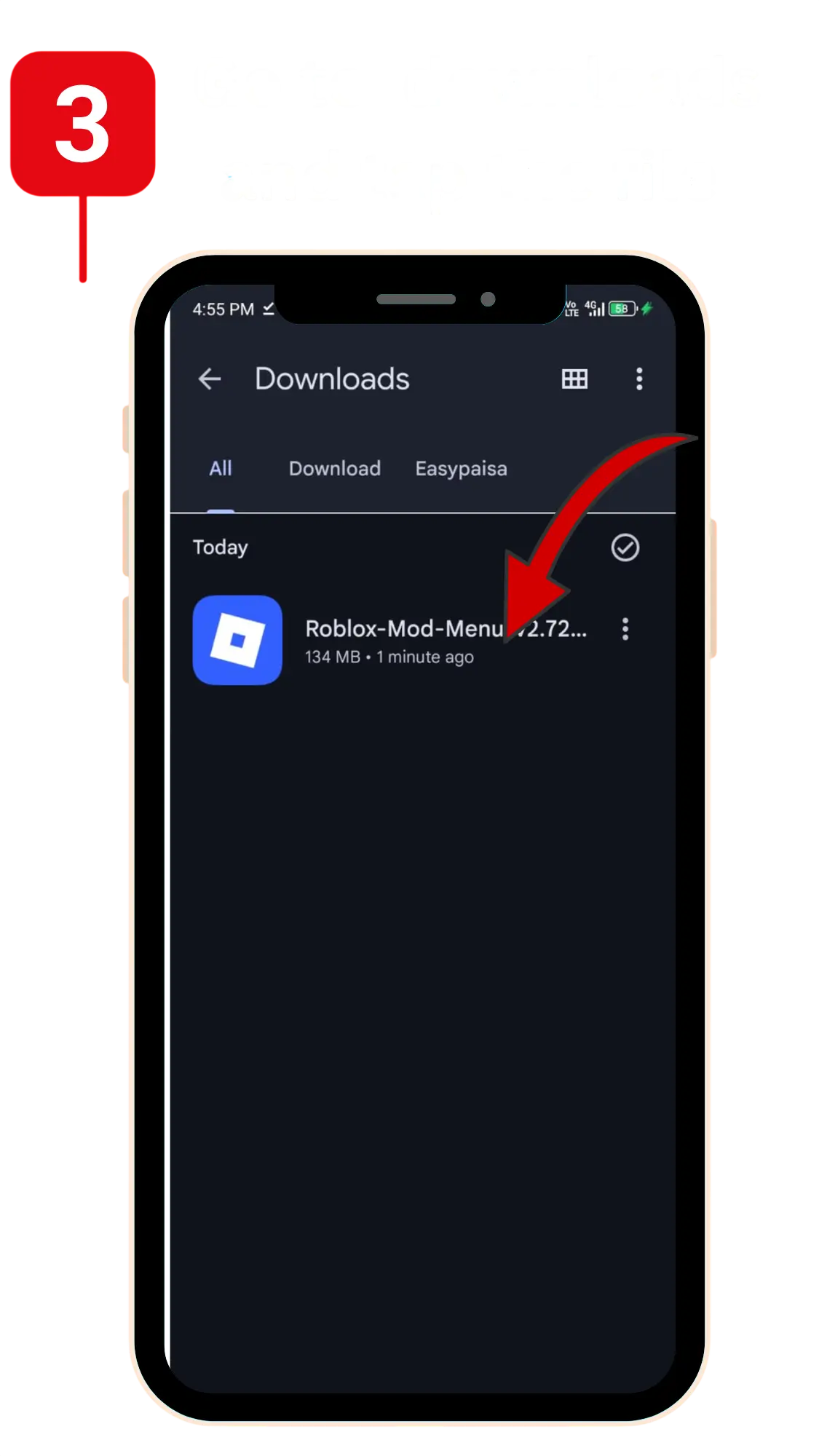 Go to your downloads and tap the file